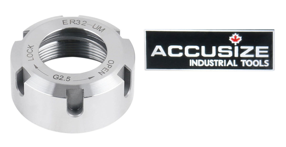 Hex ER16 Collet Nut, Slotted ER32 & ER40 Collet Nut, Balanced to 18,000 RPM at G2.5