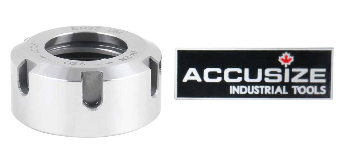 Hex ER16 Collet Nut, Slotted ER32 & ER40 Collet Nut, Balanced to 18,000 RPM at G2.5