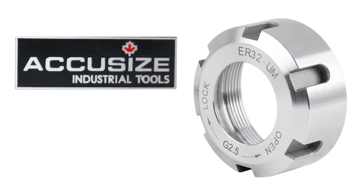 Hex ER16 Collet Nut, Slotted ER32 & ER40 Collet Nut, Balanced to 18,000 RPM at G2.5