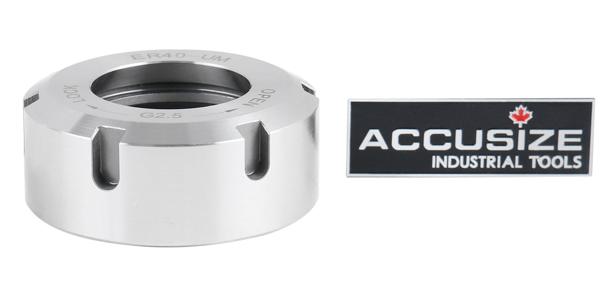 Hex ER16 Collet Nut, Slotted ER32 & ER40 Collet Nut, Balanced to 18,000 RPM at G2.5
