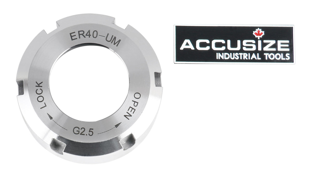 Hex ER16 Collet Nut, Slotted ER32 & ER40 Collet Nut, Balanced to 18,000 RPM at G2.5