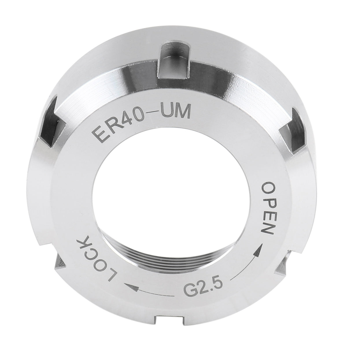 Hex ER16 Collet Nut, Slotted ER32 & ER40 Collet Nut, Balanced to 18,000 RPM at G2.5