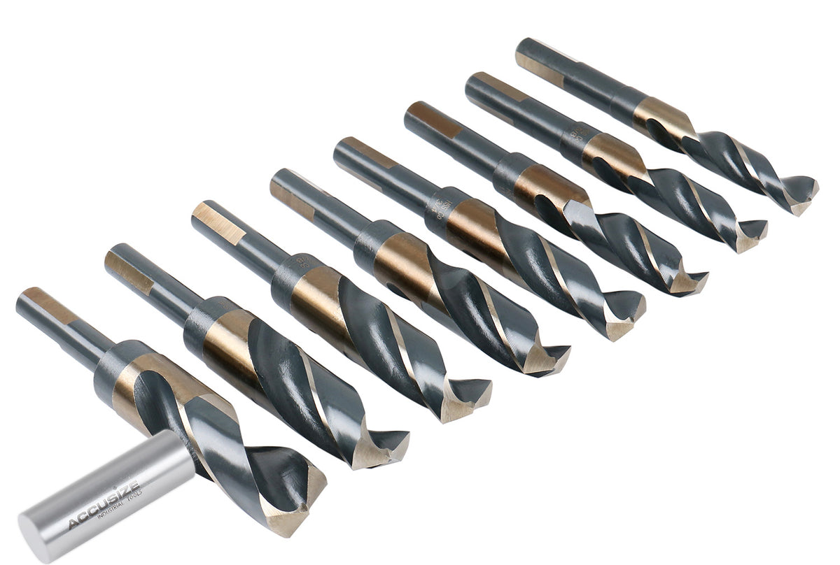 M35 (H.S.S.+5% Cobalt) 1/2" Shank and Drill - 9/16" to 1", Set of 8 Pieces, H516-6507