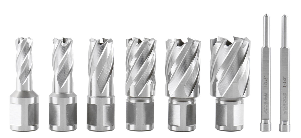 Jeu de 8 couteaux annulaires HSS de 1 po Profondeur, 7/16", 9/16", 11/16", 13/16", 15/16", 1-1/16", HCS1-0000