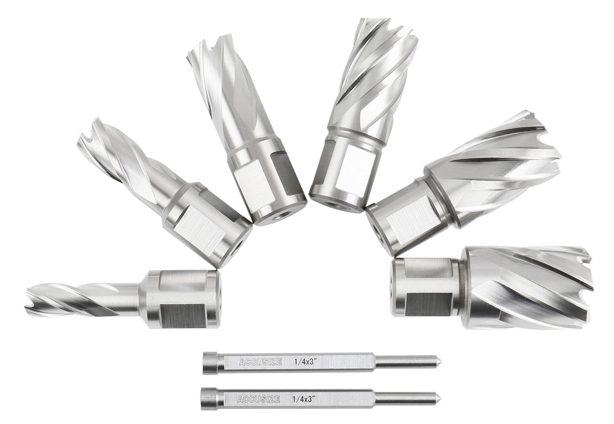 Jeu de 8 couteaux annulaires HSS de 1 po Profondeur, 7/16", 9/16", 11/16", 13/16", 15/16", 1-1/16", HCS1-0000