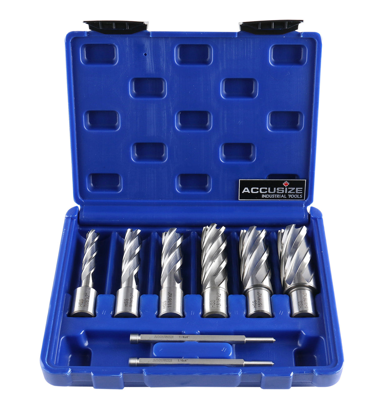 2" Depth Cutter 8pcs HSS Annular Cutters Set, 7/16", 9/16", 11/16", 13/16", 15/16", 1-1/16", HSS2-0000