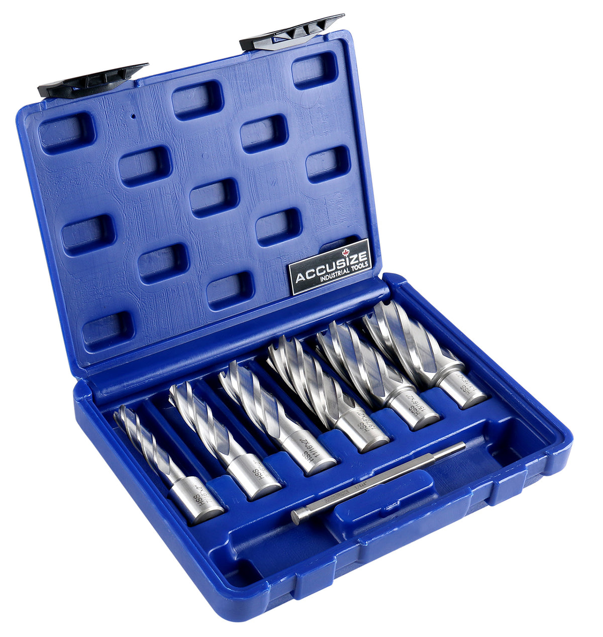 Lot de 8 couteaux annulaires HSS de 2 po de profondeur, 7/16", 9/16", 11/16", 13/16", 15/16", 1-1/16", HCS2-0000