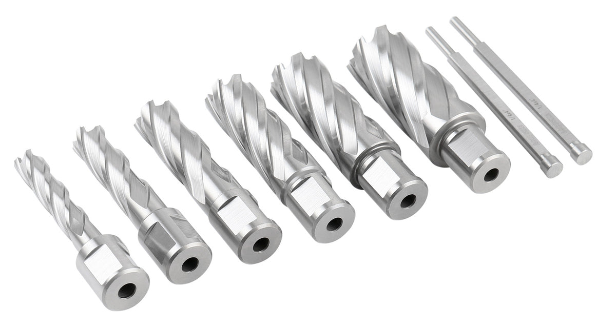 Lot de 8 couteaux annulaires HSS de 2 po de profondeur, 7/16", 9/16", 11/16", 13/16", 15/16", 1-1/16", HCS2-0000