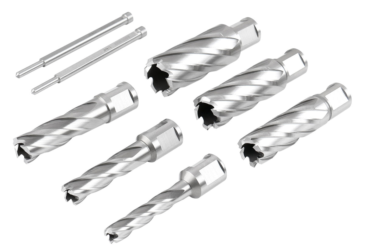Lot de 8 couteaux annulaires HSS de 2 po de profondeur, 7/16", 9/16", 11/16", 13/16", 15/16", 1-1/16", HCS2-0000