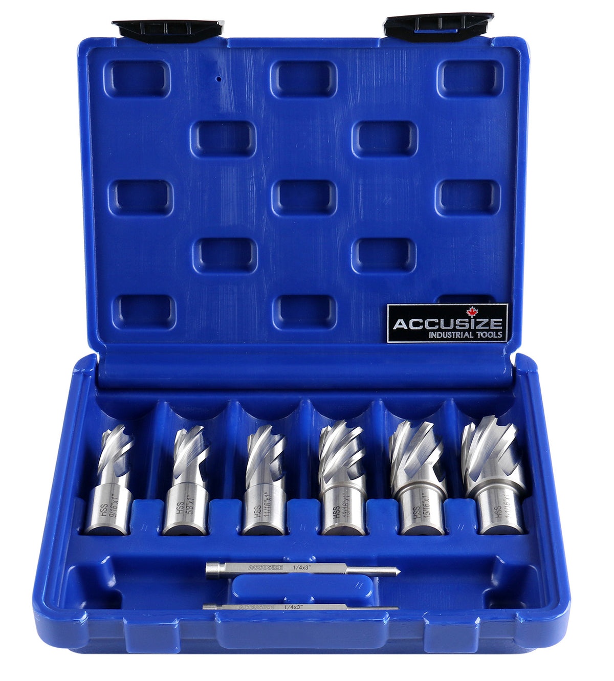 1" Depth Cutter 8pcs HSS Annular Cutters Set, 9/16", 5/8", 11/16", 13/16", 15/16", 1-1/16", HSS3-0000