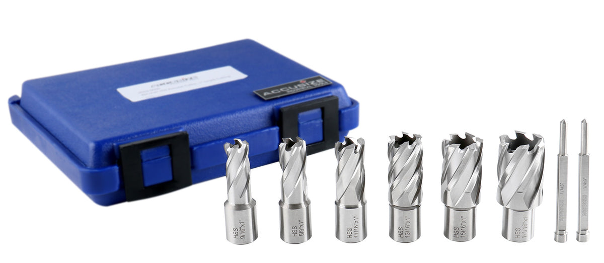 Jeu de 8 couteaux annulaires HSS de 1 po Profondeur, 9/16", 5/8", 11/16", 13/16", 15/16", 1-1/16", HCS3-0000