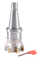 3" Dia.  7 FLute, 90° Square Shoulder Indexable Face Mill with 7pc APKT1604 Inserts Installed with ISO40 Face Mill Holder,