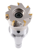 3" Dia.  7 FLute, 90° Square Shoulder Indexable Face Mill with 7pc APKT1604 Inserts Installed with ISO40 Face Mill Holder,