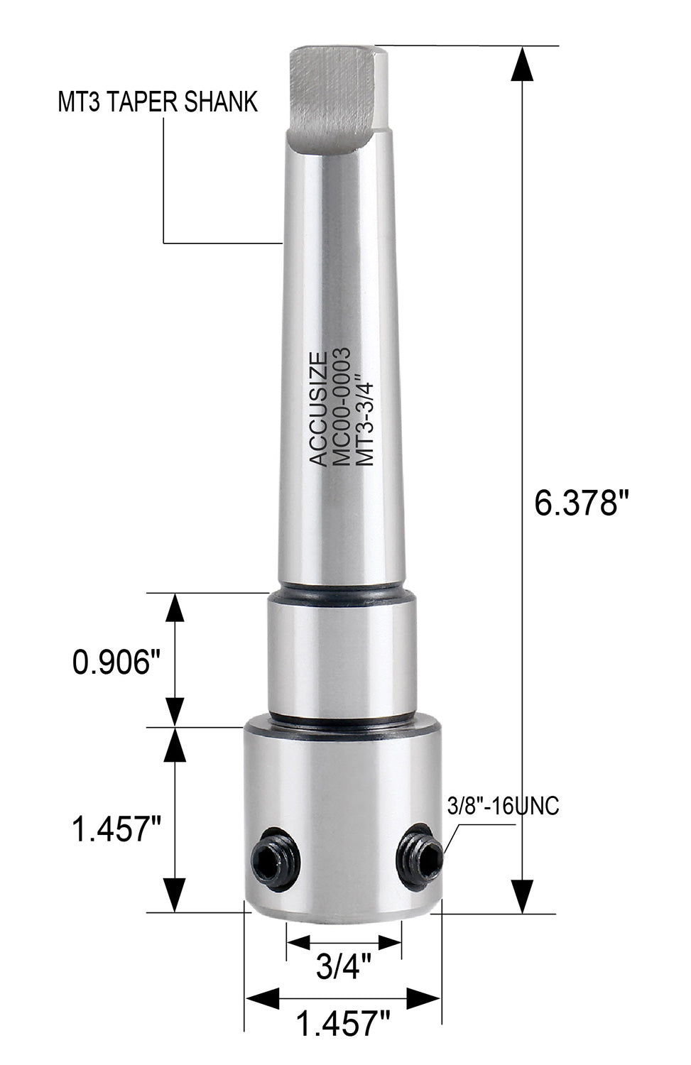Annular Cutter Arbor, Mt3 to 3/4'' Weldon Shank for Drill-Use Annular Cutter on Drill Press, Mc00-0003