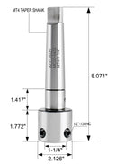 Magnetic Drill Annular Cutter Arbor Mt4 to 1-1/4'' Weldon Shank, Mc00-0432