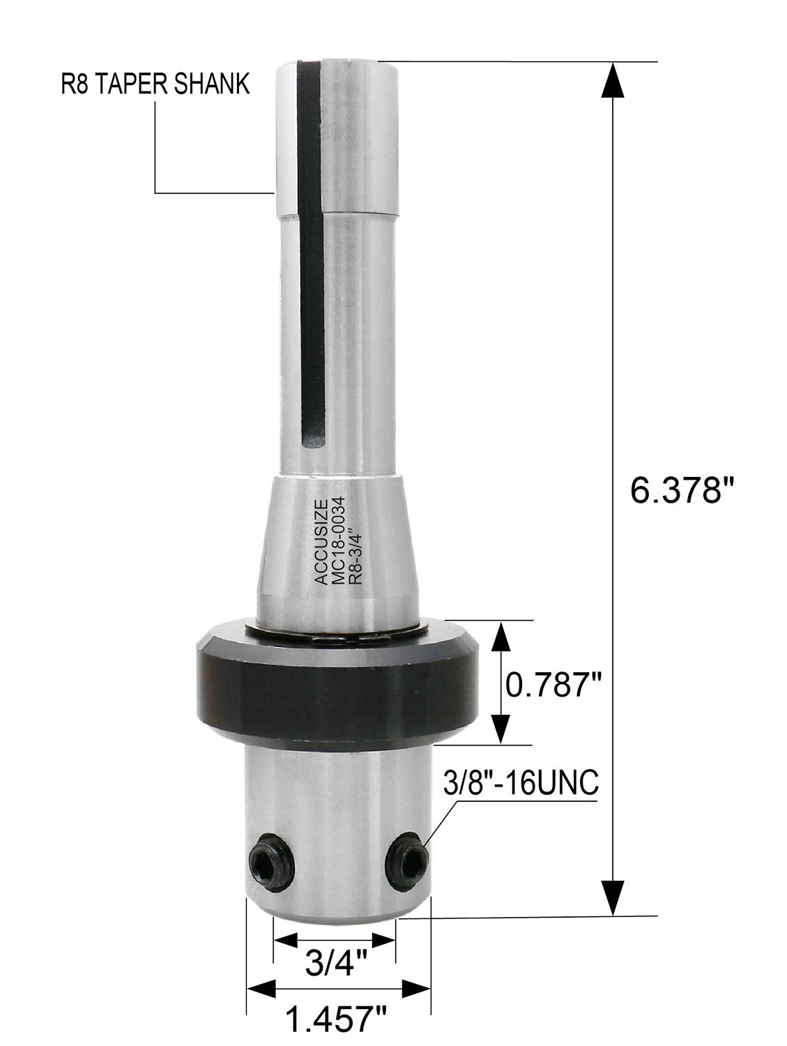 Annular Cutter Arbor, R8 to 3/4'' Weldon Shank with Coolant System for Drill Use Annular Cutter on on Bridgeport Milling Machine, Mc18-0034
