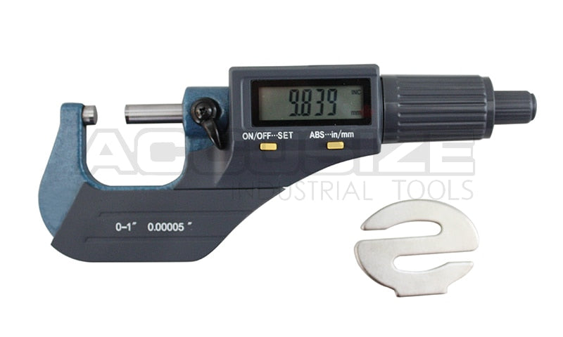 Electronic Digital Outside Mic 0-1"/0-25 mm x0.0005" /0-25mmx0.001mm, with Micrometer Holder, #S907-MD01