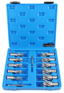 13 Pc 7/16'' to 1-1/16'' Hss Annular Cutters, 1'' Cutting Depth, 3/4'' Weldon Shank, with 2 Pilot Pins, Strong Box, N10