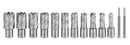 13 Pc 7/16'' to 1-1/16'' Hss Annular Cutters, 1'' Cutting Depth, 3/4'' Weldon Shank, with 2 Pilot Pins, Strong Box, N10