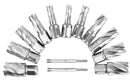 13 Pc 7/16'' to 1-1/16'' Hss Annular Cutters, 1'' Cutting Depth, 3/4'' Weldon Shank, with 2 Pilot Pins, Strong Box, N10