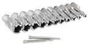 13 Pc 7/16'' to 1-1/16'' Hss Annular Cutters, 1'' Cutting Depth, 3/4'' Weldon Shank, with 2 Pilot Pins, Strong Box, N10