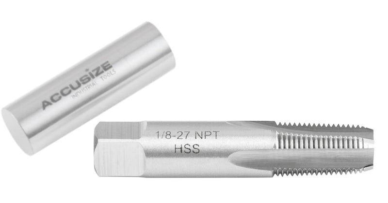 1/8'' to 27, 4 Flutes H.S.S. Taper Pipe Tap-Npt, 2-1/8'' Oal, 3/4'' Thread Length, American Standard, Npt-18