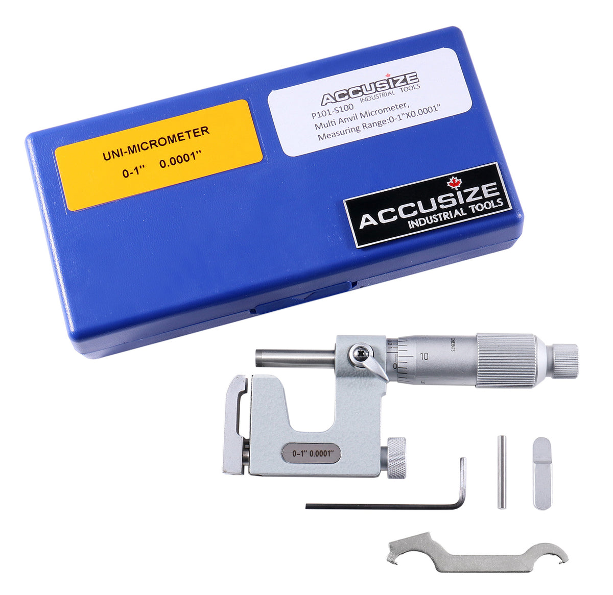 0-1'' x 0.0001'' Multi Anvil Micrometer in Fitted Box, P101-S100