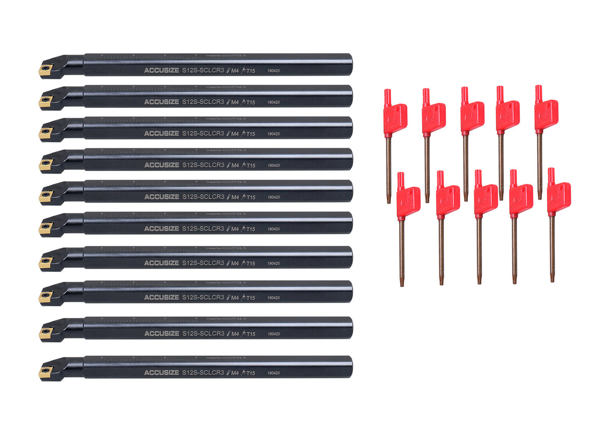 P252-S407x10, 10 Pcs of 3/4 x10'' RH SCLCR Indexable Boring Bar Tool Holder with CCMT Insert