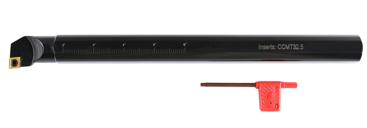 1'' by 12'' Overall Length, Rh Sclcr Indexable Boring Bar with Ccmt32.5 Carbide Inserts, P252-S408