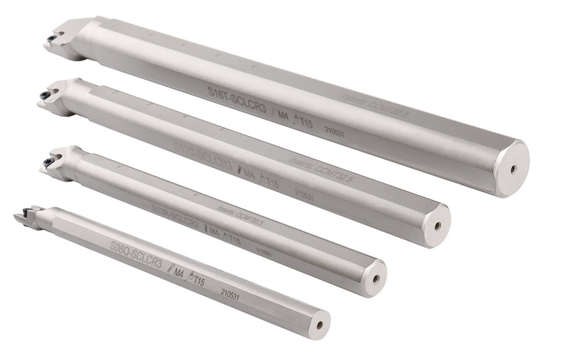 Sclcr 4 Pc Indexable Boring Bar Set, Without Inserts, Working with Ccmt 32.5 and Cctg 32.5 Inserts, 1/2", 5/8", 3/4", & 1",P252-S411