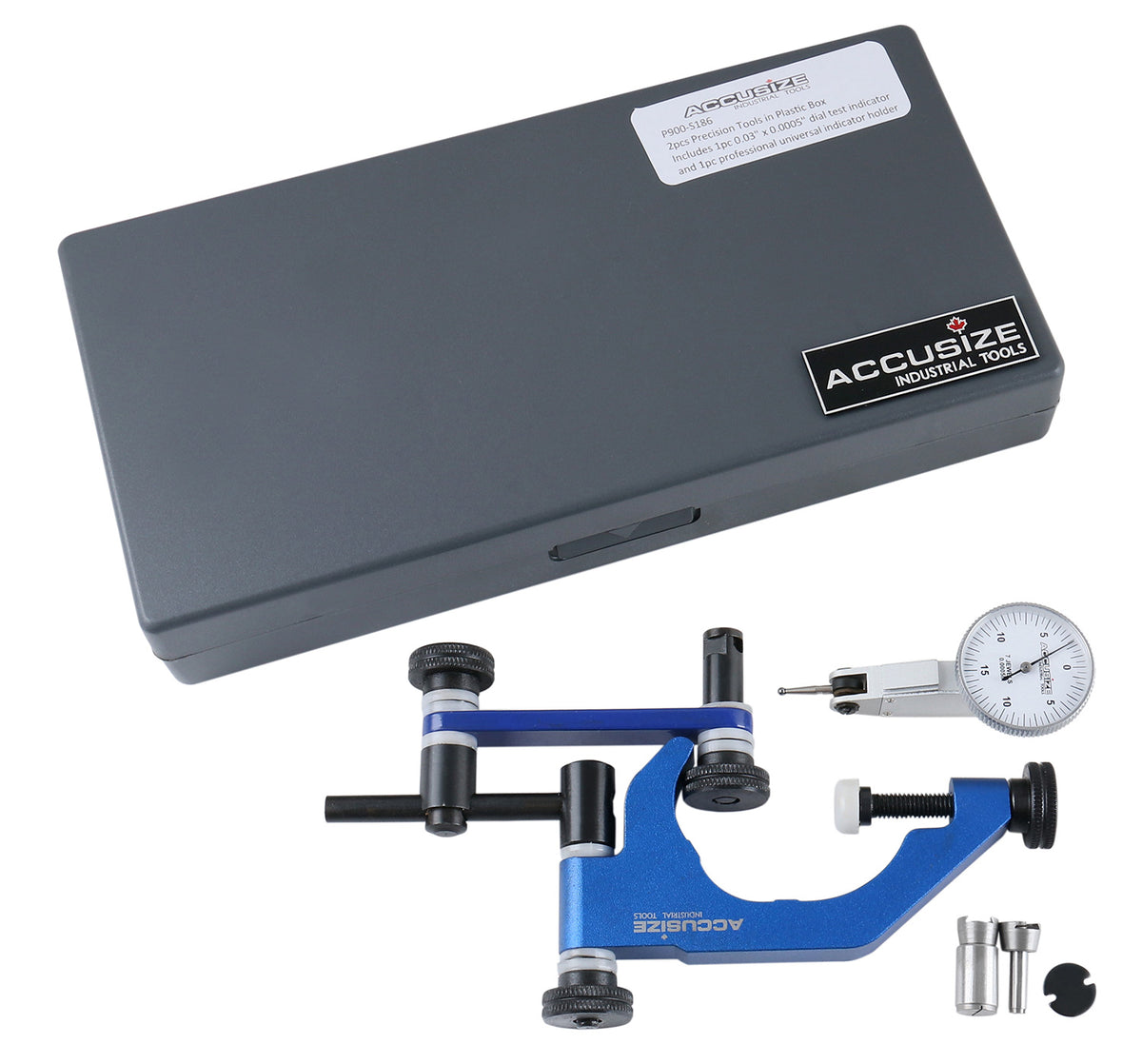 '- 0.03'' by 0.0005'' Dial Test Indicator in Fitted Box Plus 1pc Professional Universal Indicator Holder, P900-S186