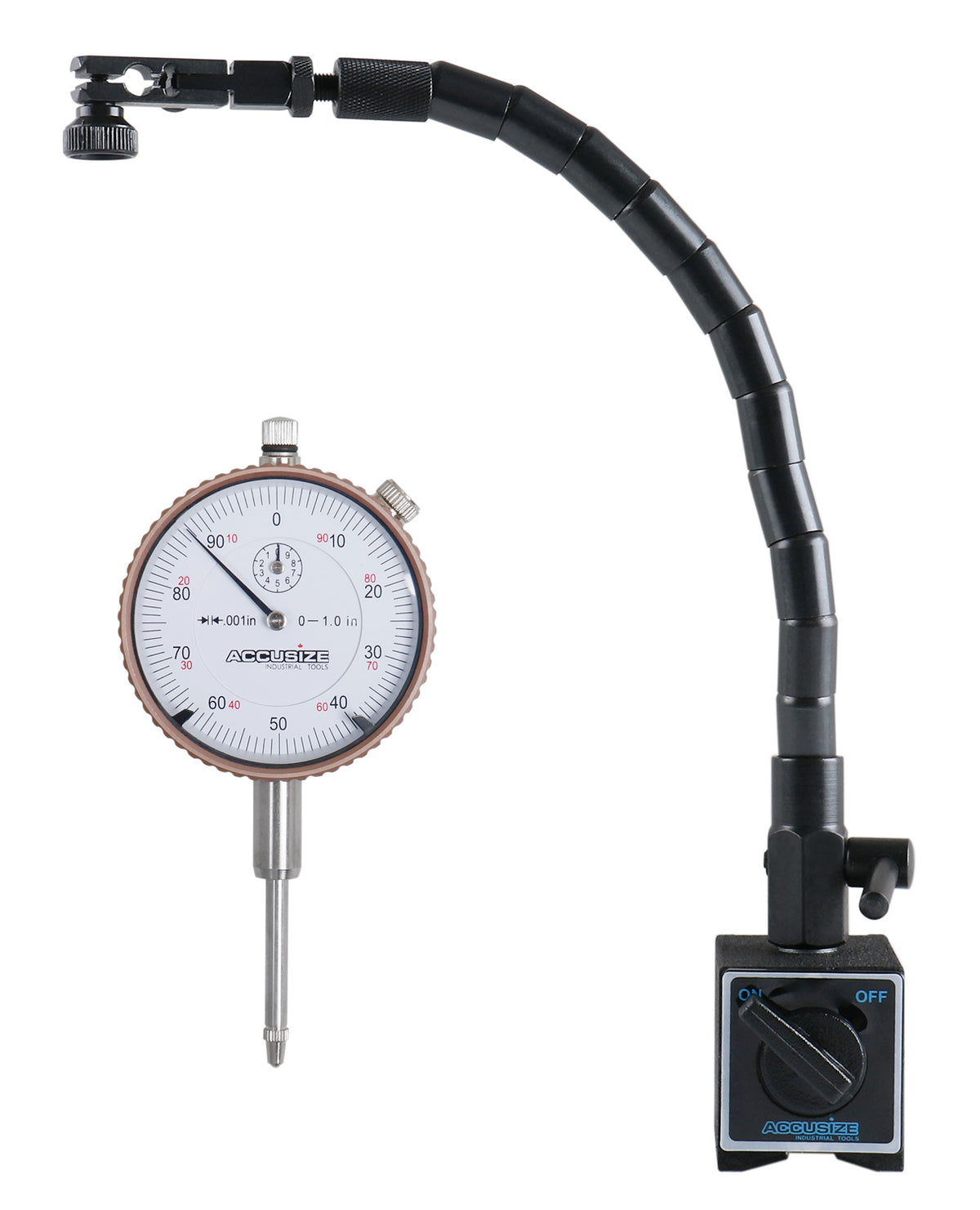 P900-S342, Flexible magnetic Base with 0-1" X 0.001" Dial indicator