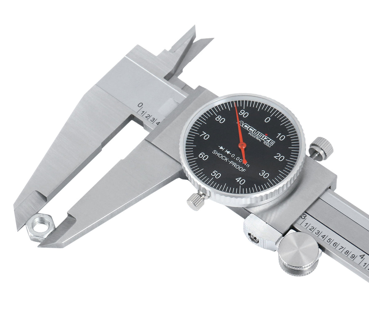 0-12'' by 0.001'' Black Face, Red Needle, Dial Caliper Stainless Steel in Fitted Box, P920-B212