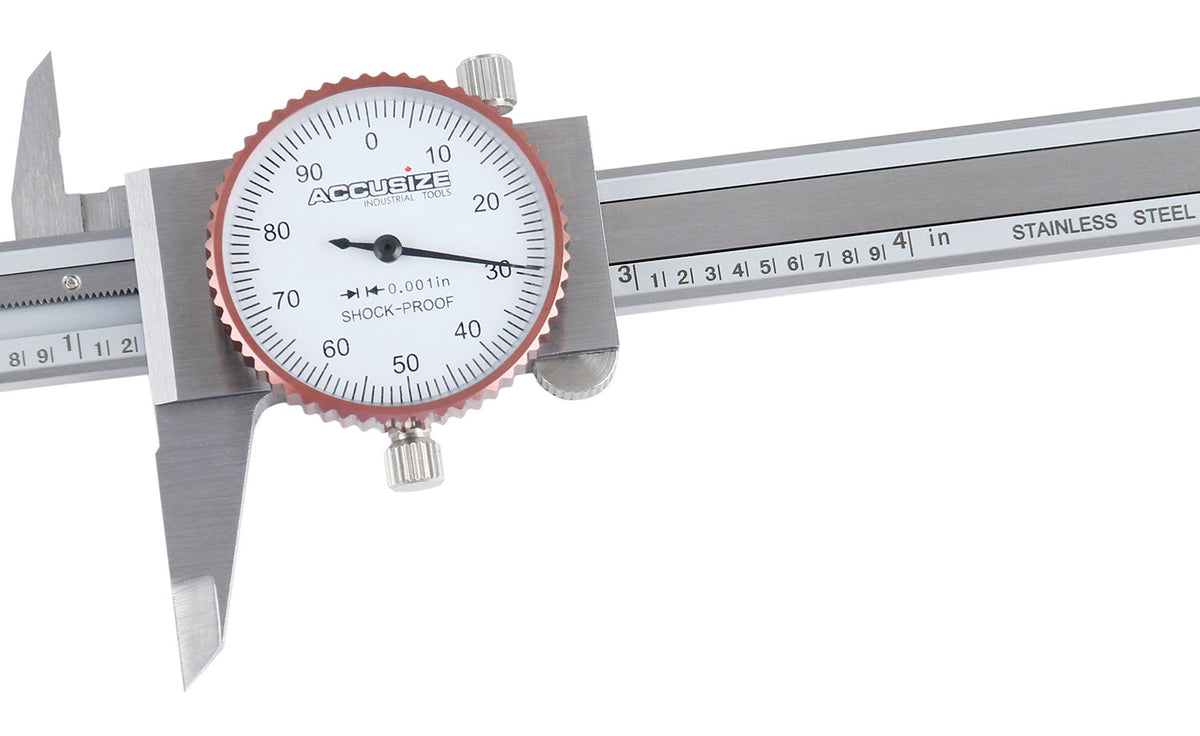 0-4 inch by 0.001 inch Precision Dial Caliper, Stainless Steel, in Fitted Box, P920-S214
