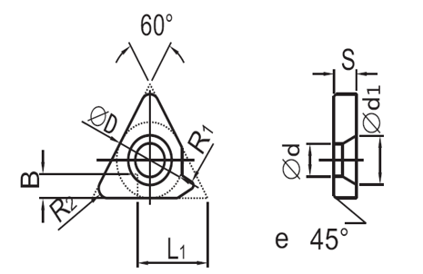 LT16ER-3 Carbide Shim for Indexable External Threading Holders of SER0625B16, SER0750B16 & SER1000D16