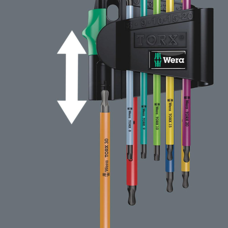 Wera 967/9 TX BO Multicolour 1 SB L-key set for tamper-proof TORX® screws, BlackLaser, 9pieces